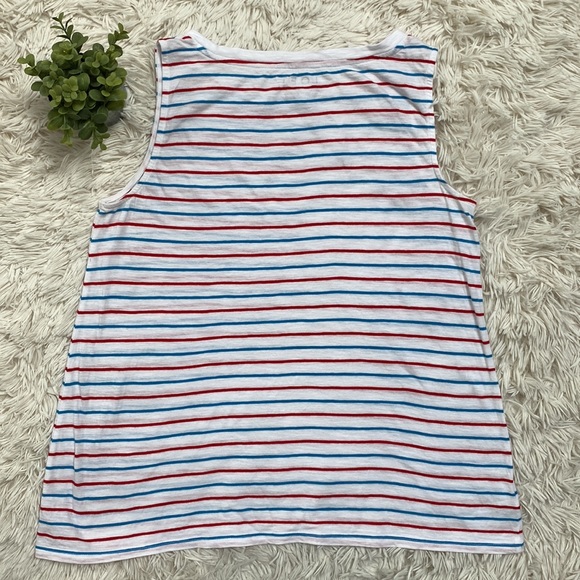 Loft Sleeveless Striped Tee ๐ White Red & Blue - Picture 4 of 10